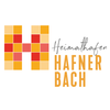 Das Logo für Hafener Bach, mit einem farbenfrohen Quadratmuster und dem Namen in fetter, handgeschriebener Schrift.