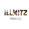 Illmitz Logo mit Fotos von Menschen und Natur. Die Wörter Illmitz und Erlebnis und du sind in Grün geschrieben.