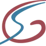 Ein abstraktes Design zeigt eine rote und blaue Kurve vor schwarzem Hintergrund mit vertikalen Linien. Das Design ist modern und minimalistisch.