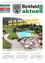 Eine Seite aus der Gemeindezeitschrift 'aktuell' von Birkfeld, Österreich, mit einer Werbung für das Birkfeld Freibad, einem Schwimmbadbereich mit mehreren Schwimmbecken, einer Rutsche und Außensitzen für Besucher.