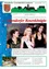 Eine Seite aus einem lokalen Newsletter mit drei lächelnden Frauen, eine mit einem Schriftband, und Textüberlagerung über dem Bild, das das Rosenfest-Festival und die Auswahl der Rosenkönigin erklärt.
