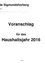 Gemeinde Sigmundsherberg, Bezirk Horn, Niederösterreich. Fläche 1.688 km2. Vorschlag für das Haushaltsjahr 2016. Seite 1.