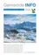 Winterszene von 2008 mit einem schneebedeckten Dorf und Bergen im Hintergrund. Der Text enthält eine Neujahrsbotschaft vom Bürgermeister.