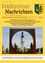 Die Titelseite eines Gemeindeblatts zeigt ein kreisförmiges Spiegelbild eines weißen Turms mit grünem Dach vor gelbem Hintergrund. Der Text 'Nachrichten' steht in großen schwarzen Buchstaben.