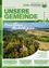 Ein Plakat zeigt eine Vogelperspektive eines Dorfes mit Bäumen, Häusern und Feldern. Der Text lautet 'Unsere Gemeinde' und 'Einen schönen Herbstbeginn...'. Es handelt sich wahrscheinlich um eine Einladung oder Ankündigung für eine Gemeinschaftsveranstaltung im Herbst.