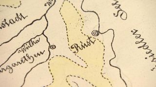 Ein Ausschnitt einer antiken Karte, die eine Region mit der Bezeichnung 'Print' hervorhebt. Die Karte zeigt Grenzen und geografische Merkmale mit handgeschriebenem Text.
