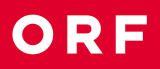 Ein roter Hintergrund zeigt die weissen Buchstaben ORF in einer modernen serifenlosen Schriftart.