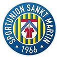 Das Logo der Sportunion Sankt Martin, gegründet 1966, zeigt einen blauen Kreis mit gelben und blauen Streifen, einem zentralen Schild mit einem roten Gewand und der Jahreszahl 1966 darunter.