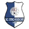 Das Logo des SC Strondorf, gegründet 1969, zeigt ein Schild-Design in Blau und Weiß. Das zentrale Bild zeigt zwei Türme, und der Text 'SC Strondorf 1969' ist prominent angebracht.
