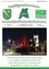 Ein Gemeindeaushang mit einer festlichen Weihnachtsdekoration mit brennenden Kerzen und einem Turm. Kontaktinformationen umfassen Telefon, Fax, E-Mail und Website.