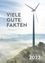 Ein Bild einer Windturbine mit den Worten 'Viele Gute Fakten' in einer nebligen Landschaft. Mehrere Windräder sind in der Ferne sichtbar.