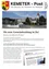 Ein Dokument zeigt einen Brunnen vor Gebäuden, einer Kirche und Bäumen. Der Text lautet 'Die neue Gemeindezeitung ist Da!' und enthält Informationen über eine Gemeindezeitung. Das Bild zeigt eine Seite mit Text und einem Bild eines Computerbildschirms.