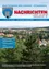 Titelseite des Nachrichten Blatt, Ausgabe 2/2010, zeigt eine malerische Stadt mit blauem Himmel, Bergen und einem Schloss-Logo. Abschnitte umfassen Bürgermeister-Bericht, Gemeindeangelegenheiten, Vereinsleben, Bedingungen und Veranstaltungskalender.