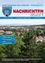 Titelseite des Nachrichten Blatt, Ausgabe 2/2010, zeigt eine malerische Stadt mit blauem Himmel, Bergen und einem Schloss-Logo. Abschnitte umfassen Bürgermeister-Bericht, Gemeindeangelegenheiten, Vereinsleben, Bedingungen und Veranstaltungskalender.
