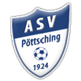 Ein Logo eines Fußballvereins namens ASV Pöttschäching mit einem Fußball im Zentrum und dem Jahr 1924 darunter.