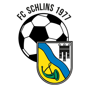 Das Logo zeigt einen Fußball mit der Aufschrift 'FC Schilins 1971' und darunter ein Wappendesign mit einer Trompete und einer turmartigen Struktur auf blauem und gelbem Hintergrund.