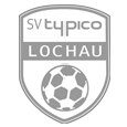 Das SV Tipico Lochau Logo zeigt einen Fußball mit einem Sechseckmuster in der Mitte eines Schildes, begleitet von dem Text SV Tipico Lochau.
