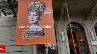 Poster for Jewish Museum, Vienna. Features a woman's portrait. Text reads 'Die Morgenländer'. Dates are 16 Nov 2025 and 4 Oct 2026.