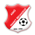 Das Logo von ASKO Markt Neuhodis zeigt einen Schild mit einem Fußball, in fetten weißen Buchstaben auf rotem Hintergrund. Die Worte 'gegr. 1958' stehen unten.
