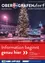 Plakat für den Winter 2018 in einer deutschen Stadt, das einen geschmückten Weihnachtsbaum, einen Uhrenturm und geparkte Autos im Hintergrund zeigt. Das Bild lädt die Betrachter ein, ihre Informationsreise zu beginnen.
