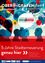 Ein Werbeplakat für 'Dorfstadt Erneuerung' mit Silhouetten von Menschen, verschiedenen Symbolen und dem Text '5 Jahre Stadterneuerung genau hier'. Es lädt die Betrachter ein, sich auf eine fünfjährige produktive Reise anzuschließen.