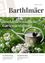 Eine Gartenzeitschrift mit dem Titel 'Barthlmäer' präsentiert einen Artikel über insektenfreundliche Gartengestaltung. Das Bild zeigt einen Gießkannen in einem Garten mit weißen Blumen und betont Schönheit und Insektenfreundlichkeit.