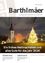 Eine Nachtszene mit einem hell erleuchteten Weihnachtsbaum im Vordergrund und einer Kirche mit einem Turm im Hintergrund. Das Bild stammt aus dem Magazin der Sankt Bartholomä-Gemeinde mit dem Titel 'Barthlmäer'.