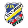 ASV Deutsch Jahrndorf Logo mit einem Schilddesign, das das Jahr 1954 und ein Blumenbild zeigt. Der Schild ist in vier Farben unterteilt: gelb, rot, grün und blau.
