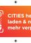 Ein orangefarbener Banner zeigt einen QR-Code und den Text 'CITIES laden & nichts mehr verpass'. Der QR-Code ist in weiß und schwarz.