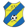 Das Emblem eines Sportvereins namens SV STETTELDORF, mit einem Fußball, gegründet 1932. Das Design ist blau und gelb mit Streifen.