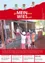 Ein Plakat für ein Sommerprogramm mit Kindern, die Tennis spielen und eine andere Aktivität. Der Text auf dem Plakat lautet 'ge MEIN sam WIES uell'. Die Kinder schauen auf etwas außerhalb des Zauns. Das Plakat hat einen roten Hintergrund.