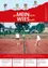 Zwei Männer spielen Tennis auf einem roten Sandplatz. Der Text am unteren Rand lautet '40 Jahre Tennisplatz in Wies' und das Datum '3. Juli 1983'.
