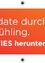 Ein orangefarbener Banner mit weißem Text lautet 'to date durch Frühling. CITIES herunterladen.' Der Text ist fett und großgeschrieben.