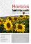 Plakat mit einem leuchtenden Sonnenblumenfeld. Der obere Teil des Plakats zeigt den Namen 'Horitschon' in fettgedruckten roten Buchstaben, gefolgt von der Gemeindezeitung für Horitschon und Unterpetersdorf. Das Datum '02/20' ist rechts angebracht. Unten erstreckt sich ein Feld von Sonnenblumen über das Plakat mit sichtbaren grünen Blättern.