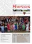 Plakat für Horitschon Gemeindezeitung mit einem Gruppenfoto von Kindern in Kostümen, einem Logo und Veranstaltungsdetails für eine Faschingsparty am 22. Februar 2020.