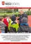Ein Gemeindeblatt von Schwertergemeinde Zollikofen-Schweiz. Ein älterer Mann erklärt etwas einer Gruppe von Kindern auf einem Funcourt. Der Text darunter lautet Funcourt eroffnet.