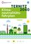 Ein Infografik mit grünem Hintergrund, das Ternitz' Klimaneutralitätsplan für 2040 bewirbt. Es enthält Illustrationen eines Straßenbahn, Häuser, Bäume und ein Fahrrad. Der Text lautet 'Klima-neutralitäts-fahrplan 2040' und 'Handout'.
