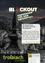 Ein Plakat zeigt einen Kirchturm vor einem dunklen Himmel. Der Text lautet 'Blackout: Vorsorgen für den Krisenfall'. Es wird erklärt, dass ein Blackout ein großer Stromausfall mit massiven Auswirkungen auf die Infrastruktur ist. Es rät zur Vorbereitung.