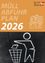 Ein Poster zeigt eine Person mit einem Recycling-Behälter neben Behältern mit Gesichtern und dem Text 'Modell Abfuhr Plan 2026' auf orangem Hintergrund.