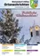 Eine Feiertagsanzeige zeigt einen schneebedeckten Weihnachtsbaum, eine Kirche und festlichen Text 'Frohe Weihnachten'. Abschnitte umfassen Gemeindeveranstaltungen, Dienstleistungen und Jugendcamps.