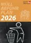 Ein Bild zeigt einen Plan für ein Abfallentsorgungskonzept im Jahr 2026. Es zeigt eine Person mit einem Mülleimer und einem orangefarbenen Hintergrund mit Symbolen von lächelnden Mülleimern.