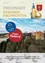 Plakat für Preding Gemeindenachrichten. Es zeigt eine malerische Landschaft mit einem Schloss und einem See. Das Plakat hat einen blauen Kreis mit weißem Text in der Mitte und einen roten Kreis mit weißem Text auf der rechten Seite. Der Text lautet 'Frohe Ostern!'