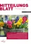 Der Frühling ist in der Stadt Ternitz eingetroffen, Österreich. Ein Korb voller bunter Blumen wird gezeigt. Der Gemeinderat beginnt den Newsletter mit einer fröhlichen Begrüßung.