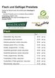 Ein Flyer von Waldland Bauernmarkt Simonsfeld zeigt Preise für verschiedene Fischprodukte, einschließlich verschiedener Arten von Forellen- und Karpfenfilets, sowohl vakuumverpackt als auch geräuchert. Die Preise sind in Euro pro Kilogramm aufgeführt. Kontaktdetails für Bestellungen werden bereitgestellt.