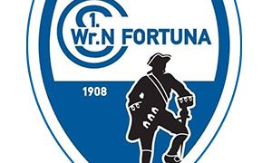 The crest features a shield with a man holding a bag, a hat, and shoes, with '1. Wr.N Fortuna' and '1908' written in it. The crest is blue and white.