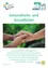 Ein Poster mit grünem Hintergrund zeigt zwei Hände, die sich halten. Unten an den Händen sind Dienstleistungen aufgelistet, einschließlich Ärzte, Apotheken und Notfallnummern.