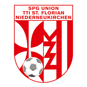 Das Logo zeigt einen Schild mit roten und weißen Streifen, einem Fußball in der Mitte und dem Namen 'SPG UNION TTI ST. FLORIAN NIEDERNEU KIRCHEN' darüber.
