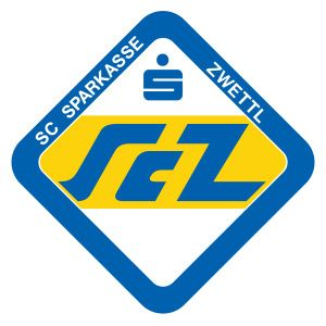 A blue and yellow diamond-shaped logo with the text 'SC SPARKASSE ZWETTL' and a symbol in the middle.