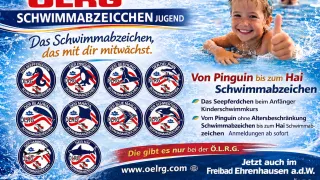 LRG swimming badges for youth. Swimming badges from Penguin to Shark. Register at www.oelrg.com. All badges and guidelines available on our website.