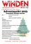Plakat für den Adventmarkt 2023 in Winden am See. Datum: Samstag, 25. November 2023, 15 Uhr. Ort: Festplatz, 'Gmuastod', Vereinshaus. Angebote: Feuerwehr, Polizei, Fotografie, diverse Privatpersonen. Artikel: Dekorationen, Mistel, Schmuck, Kunsthandwerk, Steinkunst, Adventkränze, Adventgestecke, Geschenkartikel, Marmeladen, Kleingebäck, Würste, Kaffee, Kuchen, Tee, Glühwein, Punsch, Kaltgetränke, usw. Traditionelles Essen: Sterz, Suppen, Palatschinken, Äpfel im Schlafrock, Kekse (vegan, laktosefrei, glutenfrei).